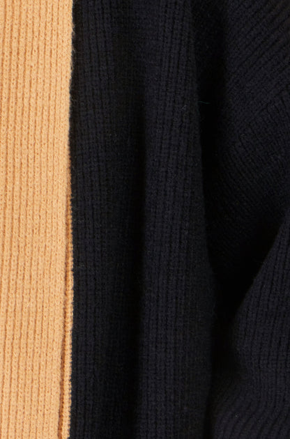 Yumi Black Longline Open-Front Cardigan with Contrast Border