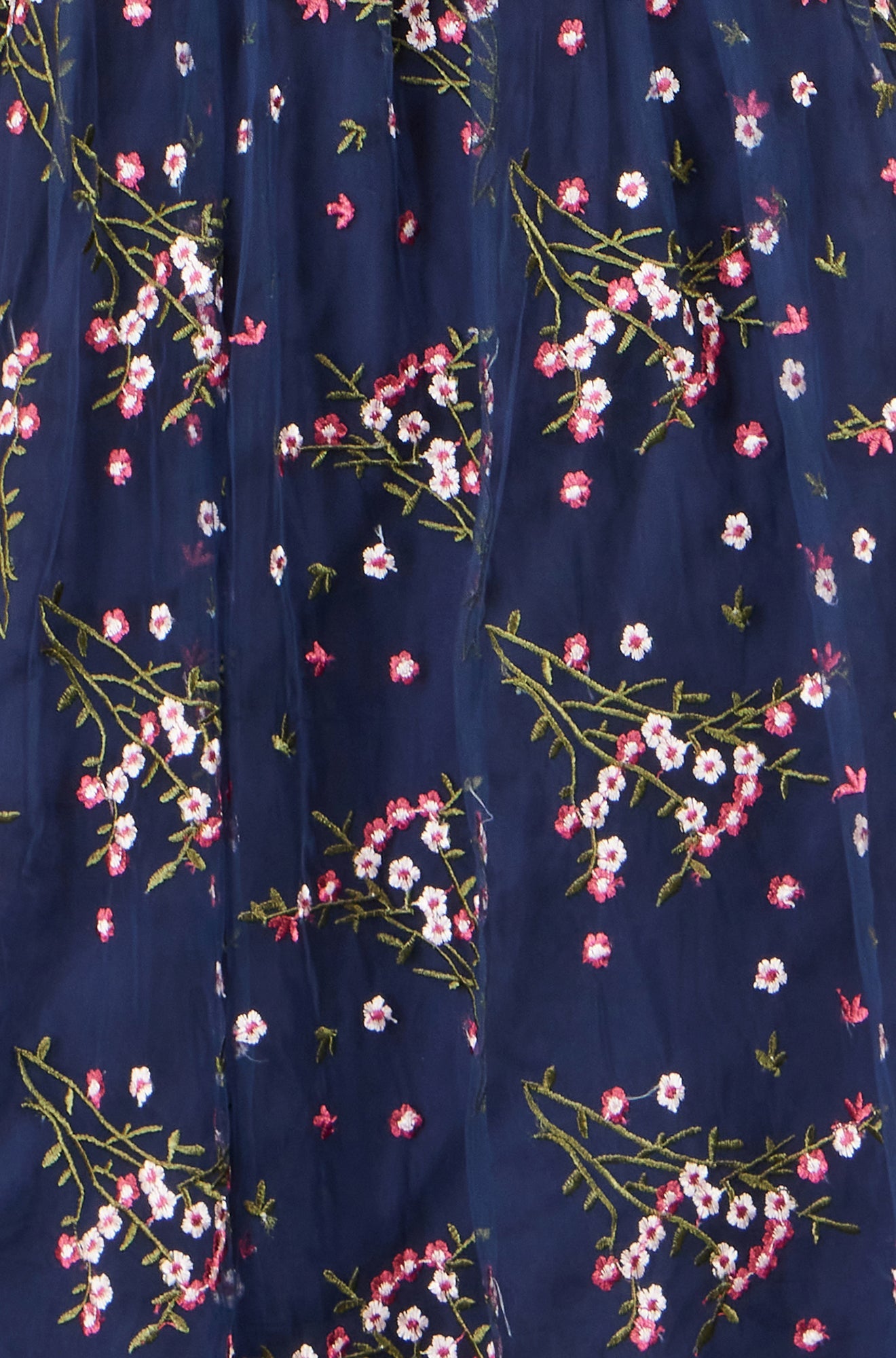 Yumi Women's Navy Floral Embroidered Mesh Midi Occasion Dress Sizes 10–24