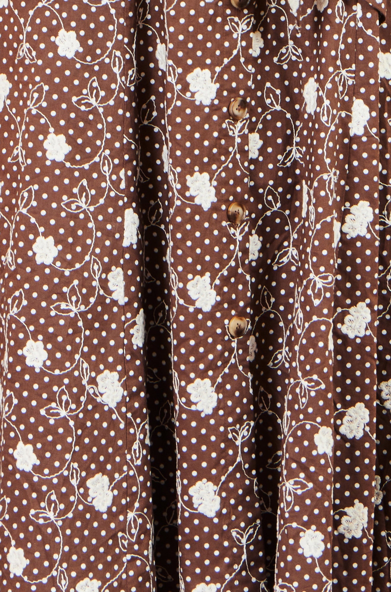 Yumi Brown Cotton Embroidery Shirt Dress - additional view 7