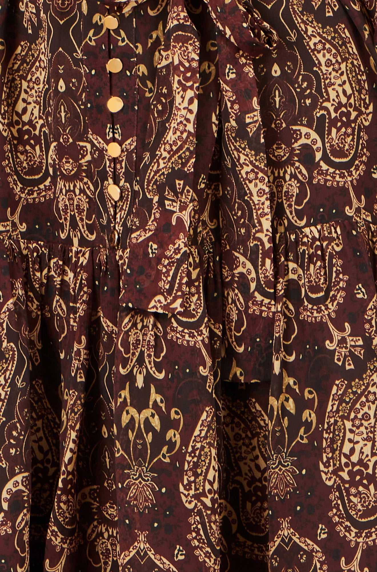 Yumi Women's Brown Paisley Print Long Sleeve Shirt Dress
