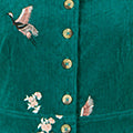 Yumi Women's Teal Crane Embroidered Shirt Dress with Button-Through Front