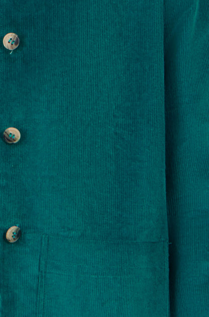 Yumi Women's Teal Corduroy Reversible Gingham Jacket with Patch Pockets