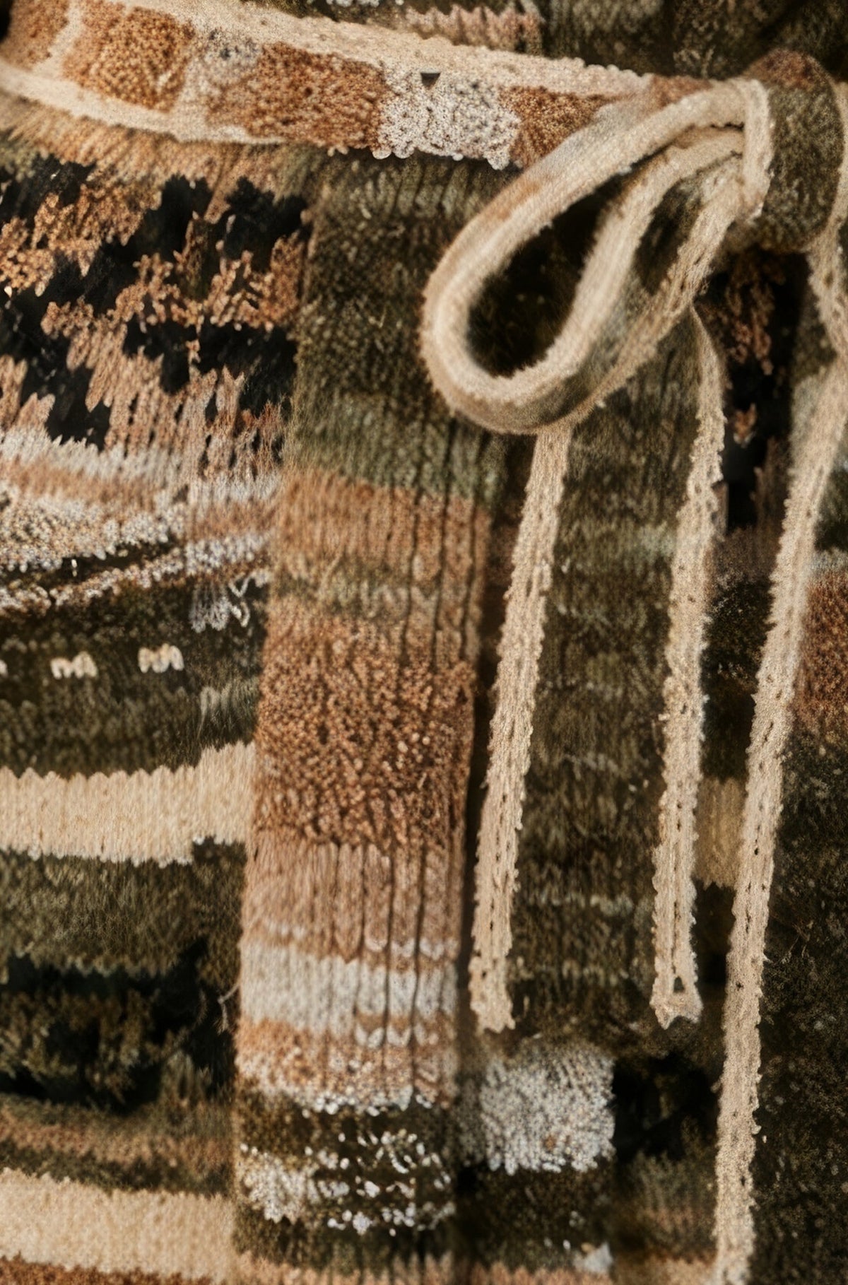 Yumi Women's Green Fairisle-Inspired Soft Knit Open-Front Longline Cardigan