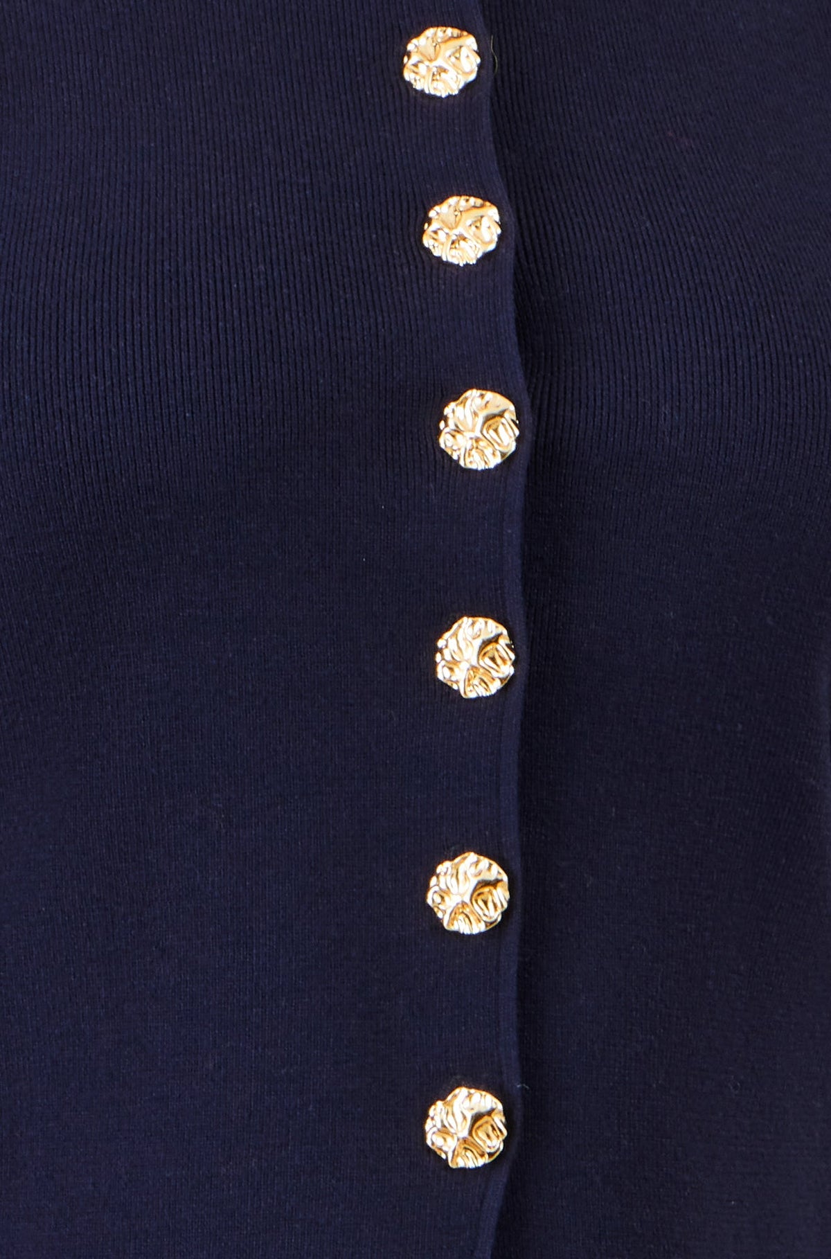 Yumi Women's Navy Knitted Fitted Peplum Cardigan with Statement Buttons