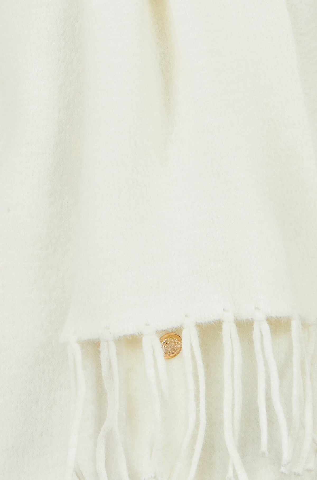 Yumi Women's Ivory Eyelash Knit Jacket with Detachable Scarf and Tassels