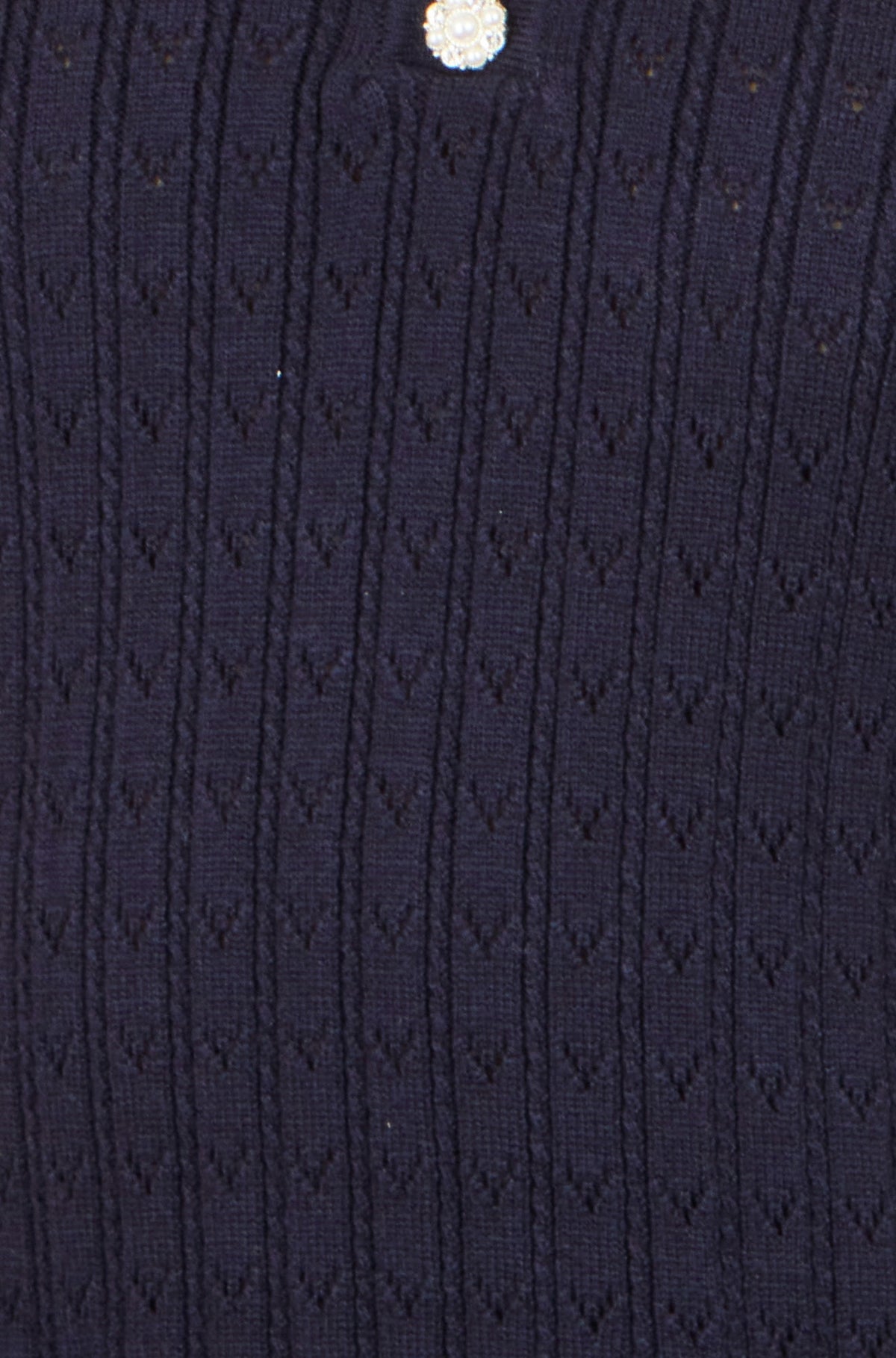Yumi Women's Navy Pointelle Knit Fit and Flare Midi Dress with Buttons