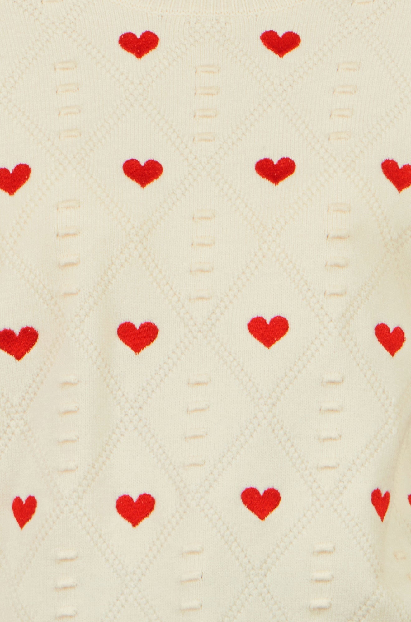 Yumi Women's Ivory Heart Motif Pointelle Knit Jumper