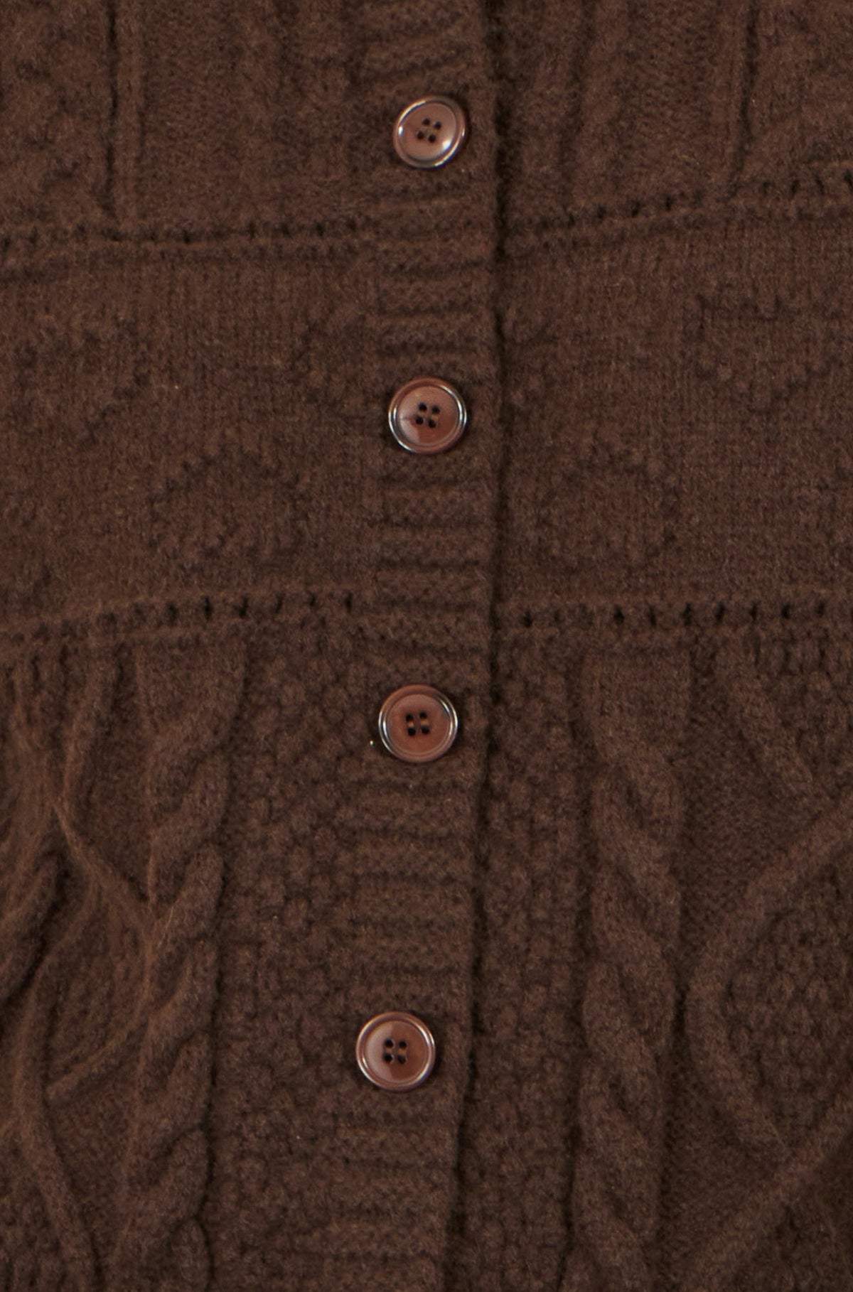Yumi Women’s Brown Cable Knit Boxy Cardigan Jacket
