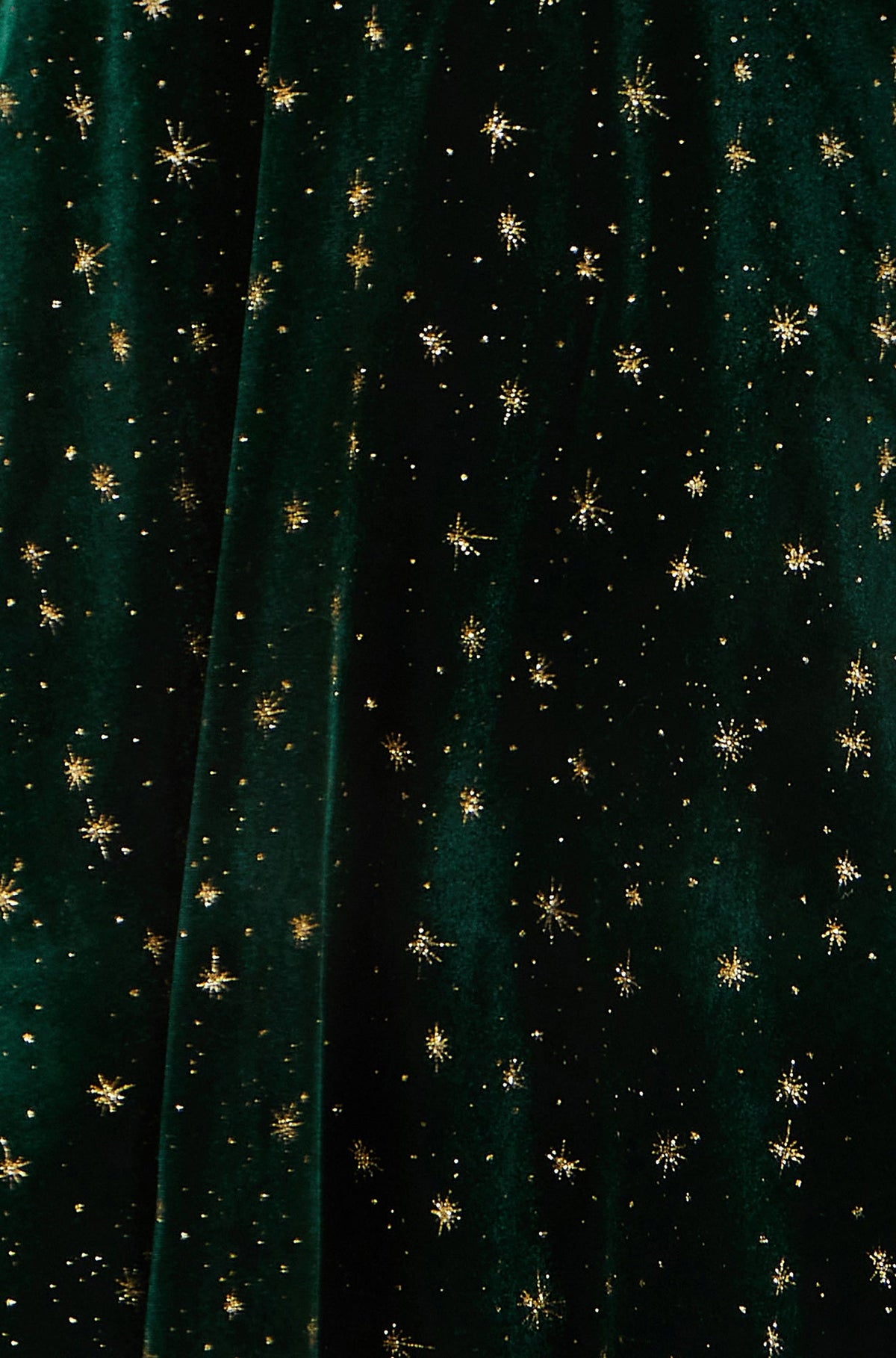 Yumi Women's Green Velvet V-Neck Skater Dress with Metallic Star Print