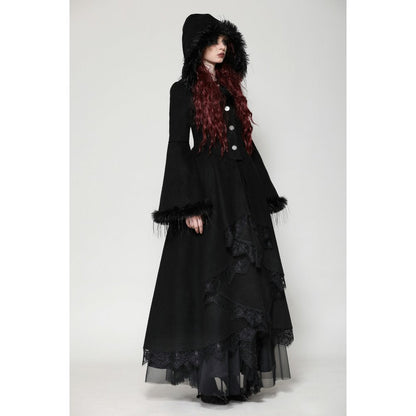 Dark in Love Eira Lace and Faux Fur Trimmed Hooded Coat - Size UK 10 Left Only!