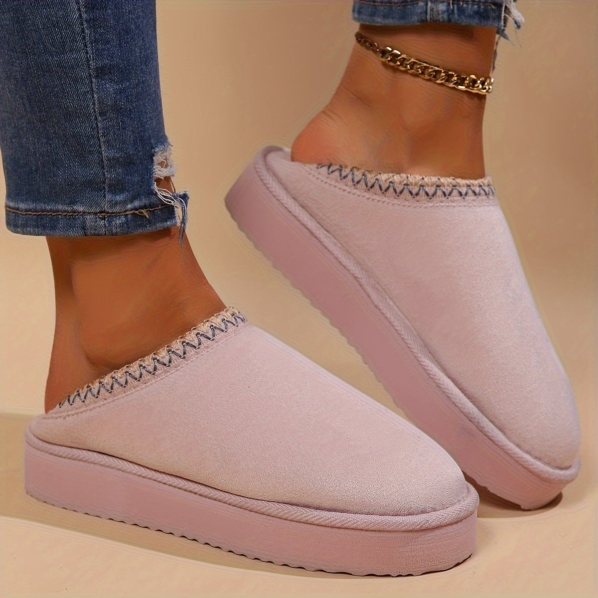 Women's Cozy Winter Indoor Slippers with Soft Anti-Slip Sole and Warm Ankle Slippers