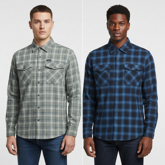 Wrangler Men's 2 Pocket Casual Utility Shirt | Navy & Green Check | L–2XL