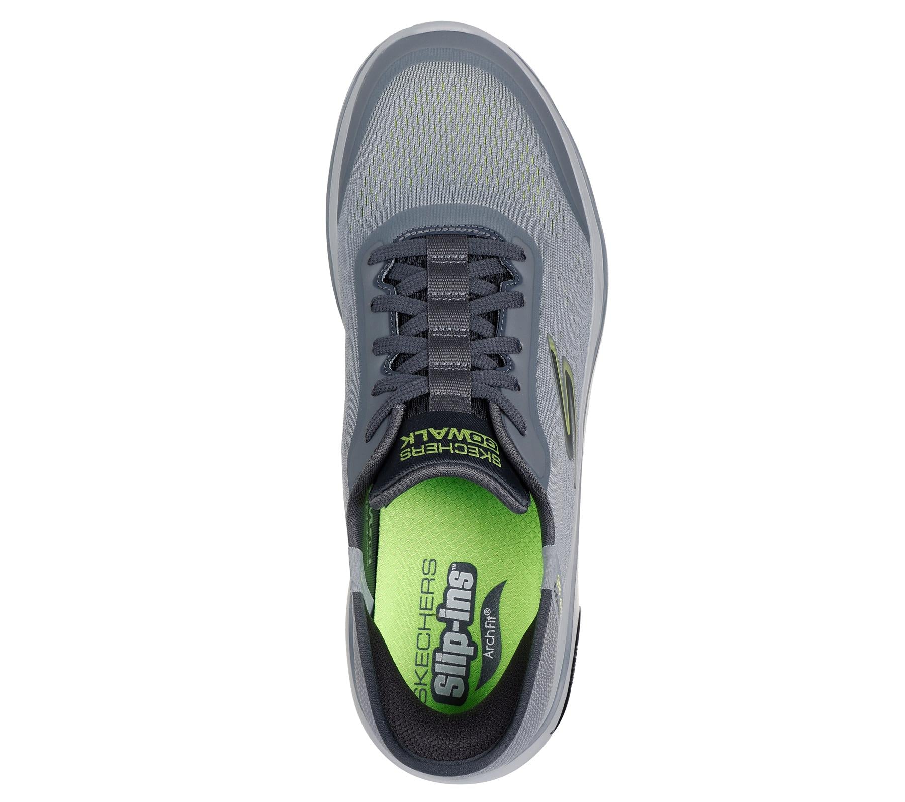 Skechers Lace Up Shoe For Men Slip Ins Go Walk Arch Fit 2.0 Simplicity 2.5 in Gray/Lime, 6-15