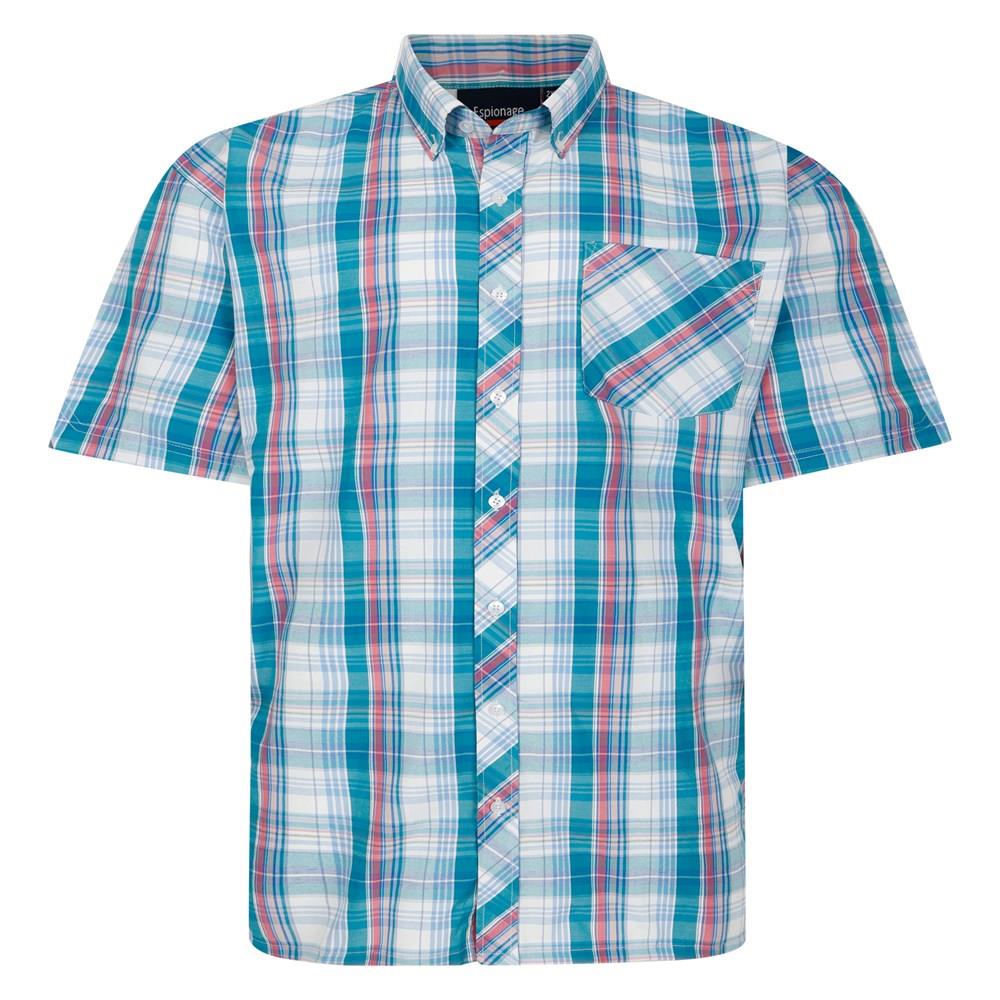 Espionage Short Sleeve Check Shirt For Men in 3 Colours, 2XL-8XL