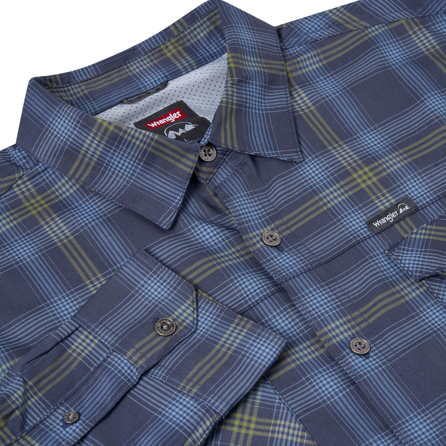 Wrangler Men's 2 Pocket Casual Utility Shirt | Navy & Green Check | L–2XL