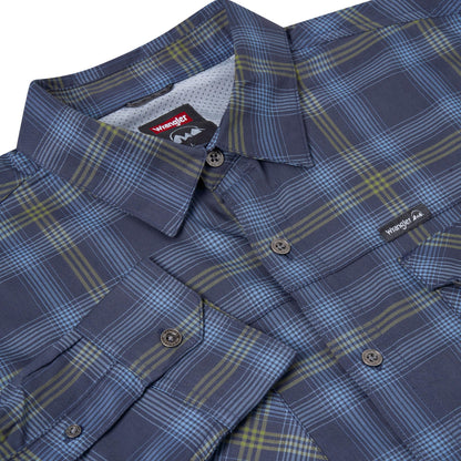 Wrangler Men's 2 Pocket Casual Utility Shirt | Navy & Green Check | L–2XL