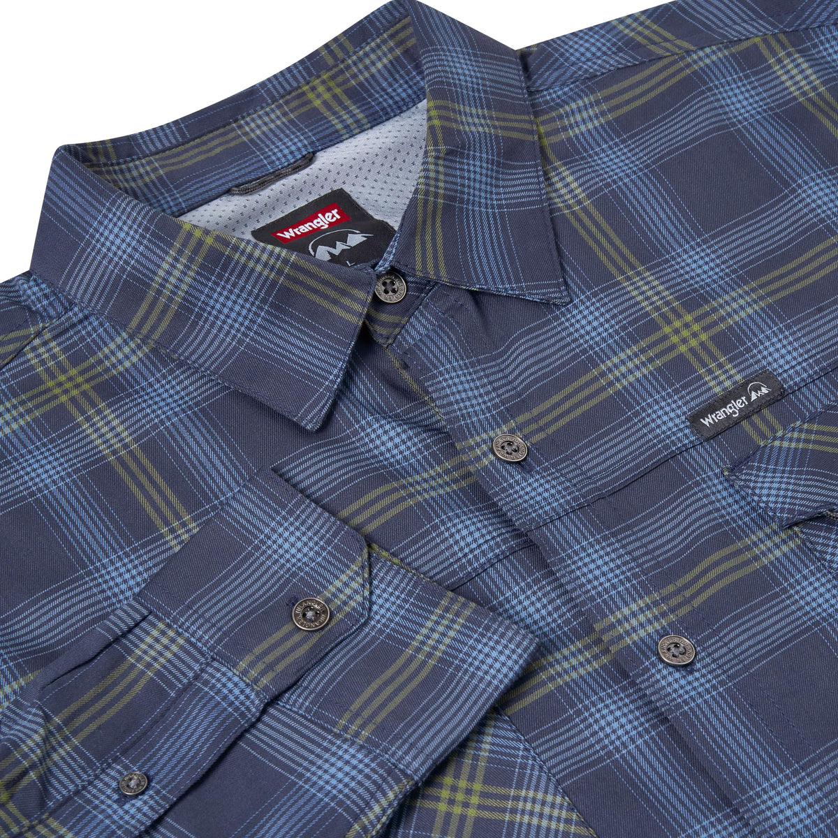 Wrangler Men's 2 Pocket Utility Shirt | Check | UPF 50+ Moisture Wicking | L-2XL