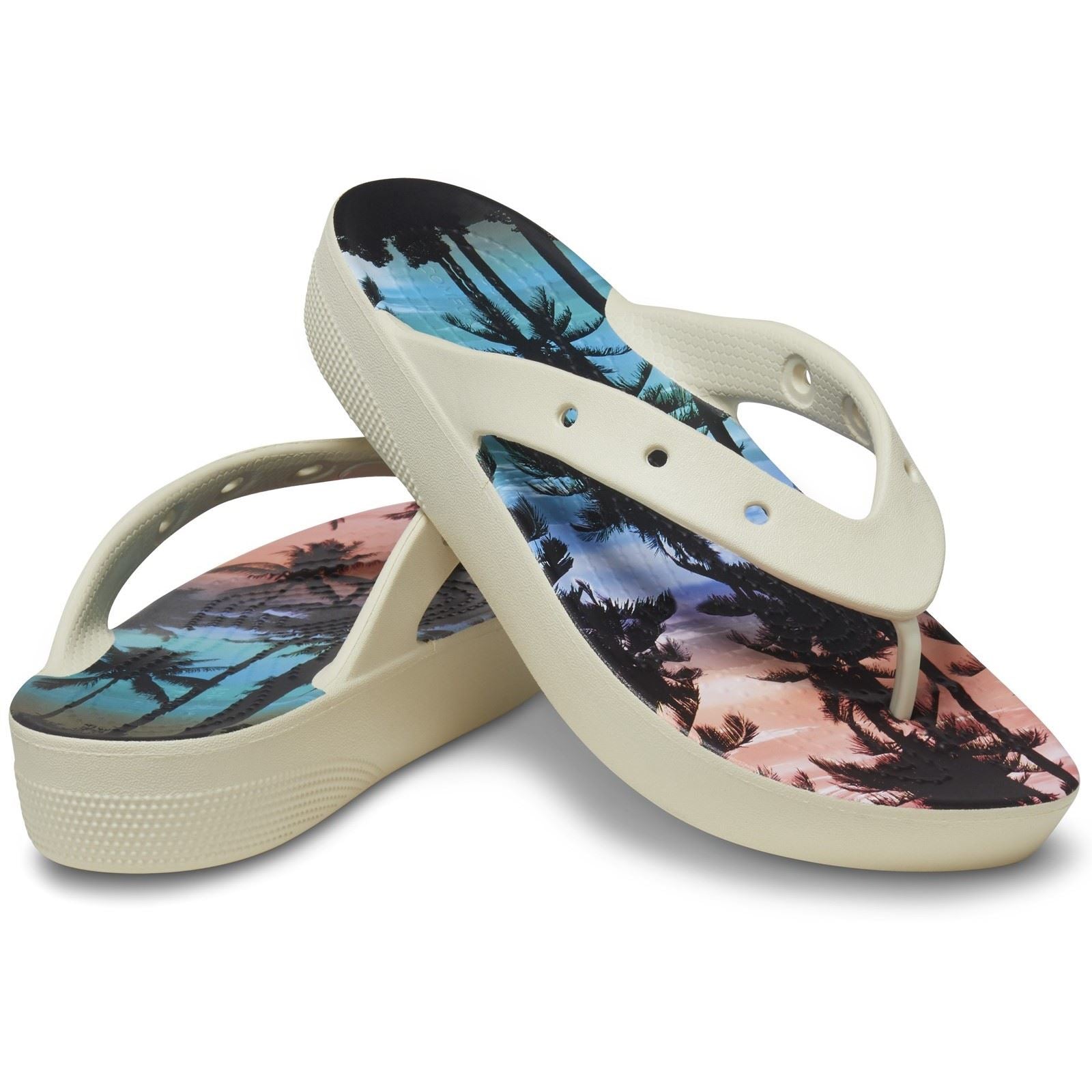 Crocs Women's Classic Summer Nostalgia Platform Flip Flop in Bone Multi 4 to 8