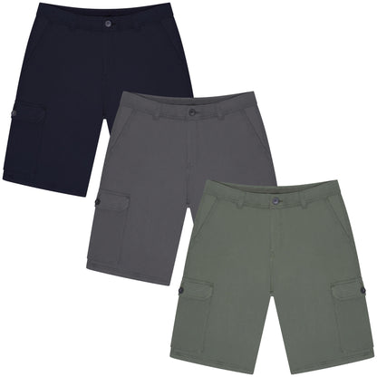 Men's 6 Pocket Cargo Shorts | Navy, Charcoal & Khaki | Waist 30"-44"