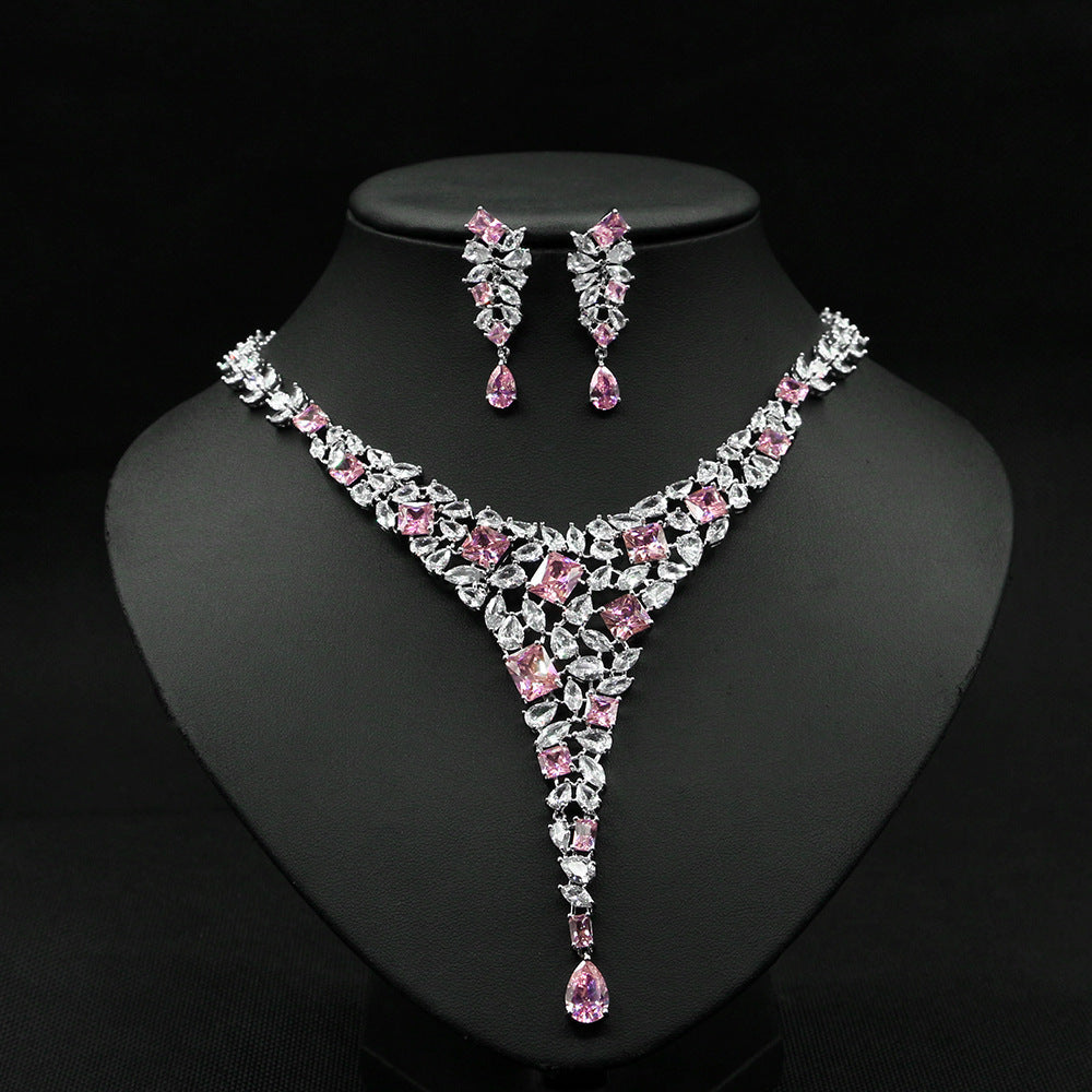 Colourful Zircon Wedding Necklace Set