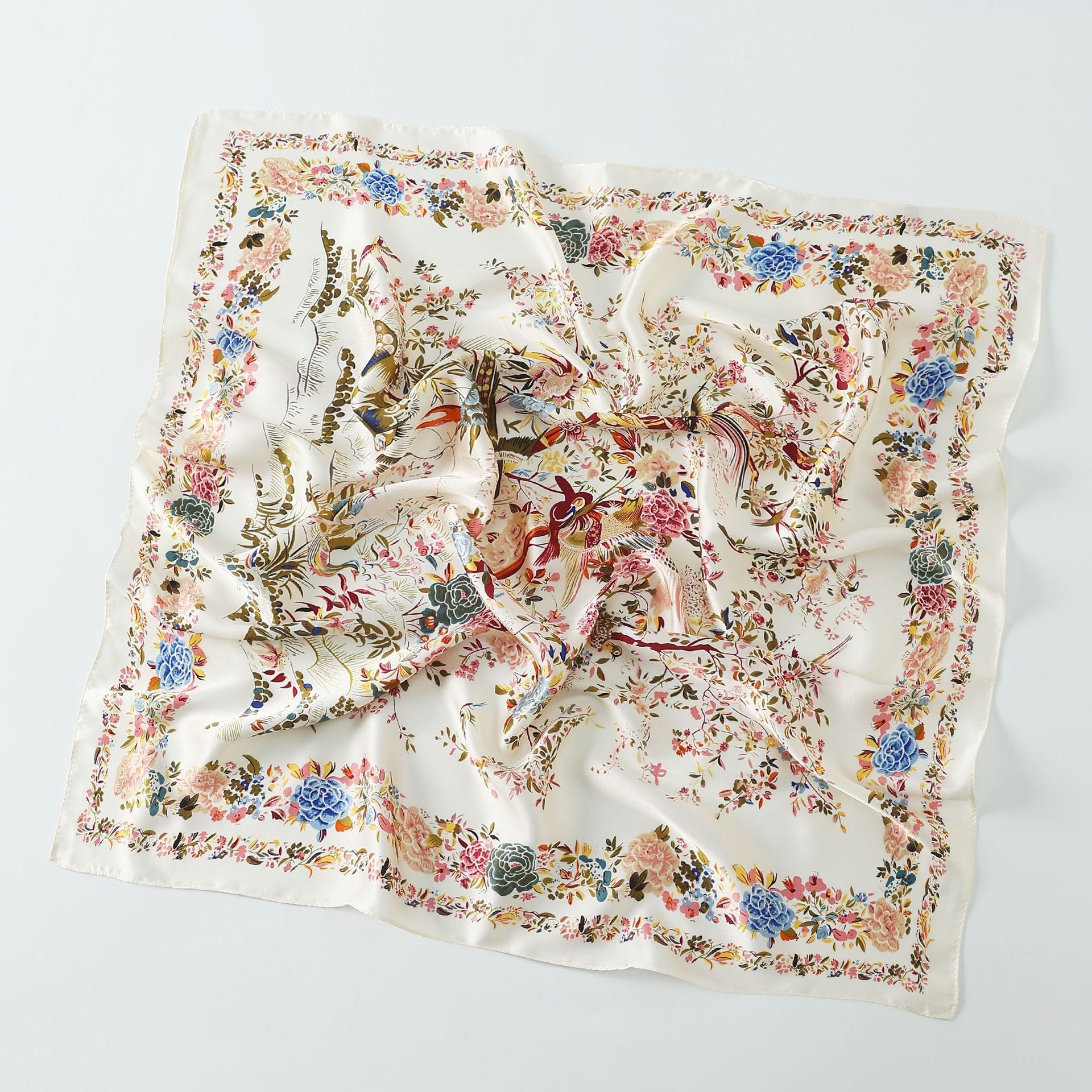 Women's Luxury Mulberry Silk Scarf, Printed Square Scarf, Fashion Bandana