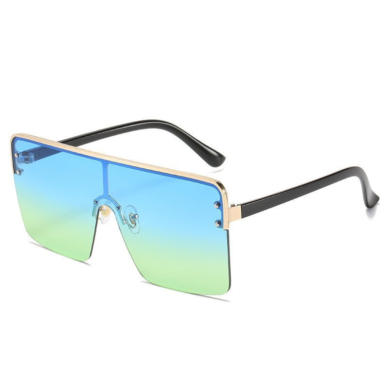 Fashion Big Frame Trend Metal Gradient Color All-in-one Sunglasses