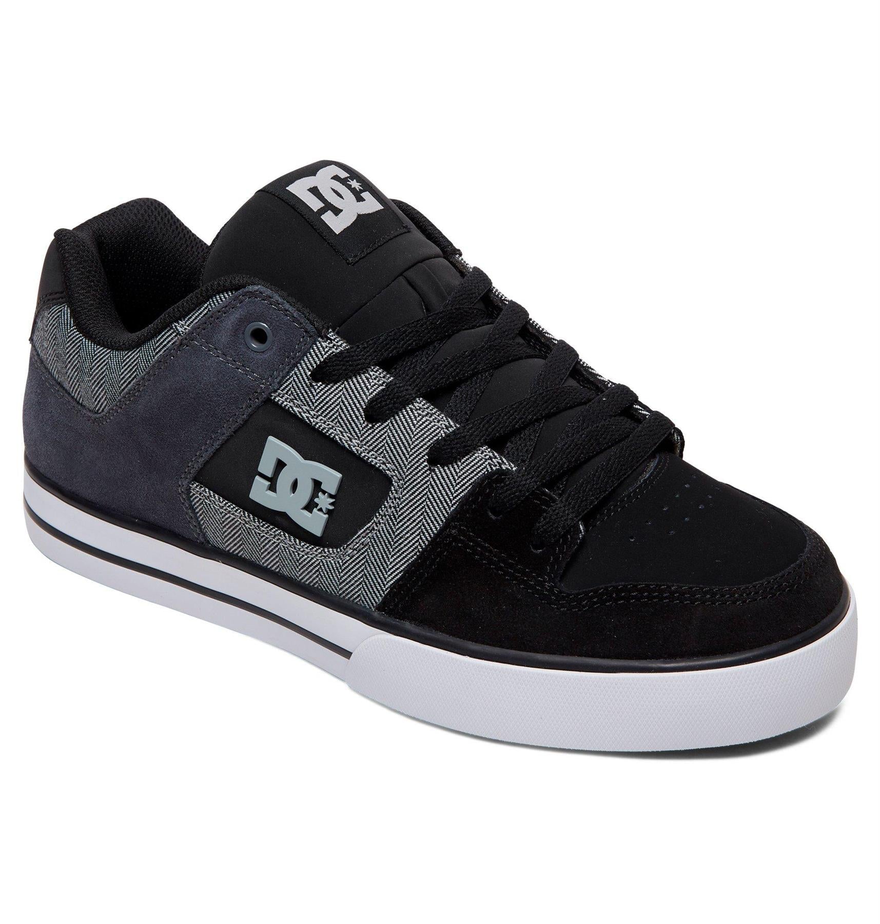 DC Shoes Mens Pure SE Premium Leather/Nubuck/ Suede Shoes in Black/Grey/White