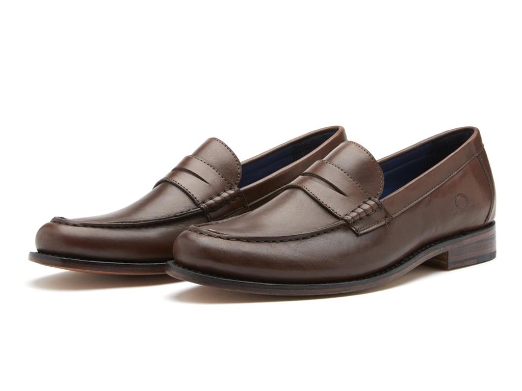 Chatham Mens McQueen Brown Premium Leather Penny Loafers
