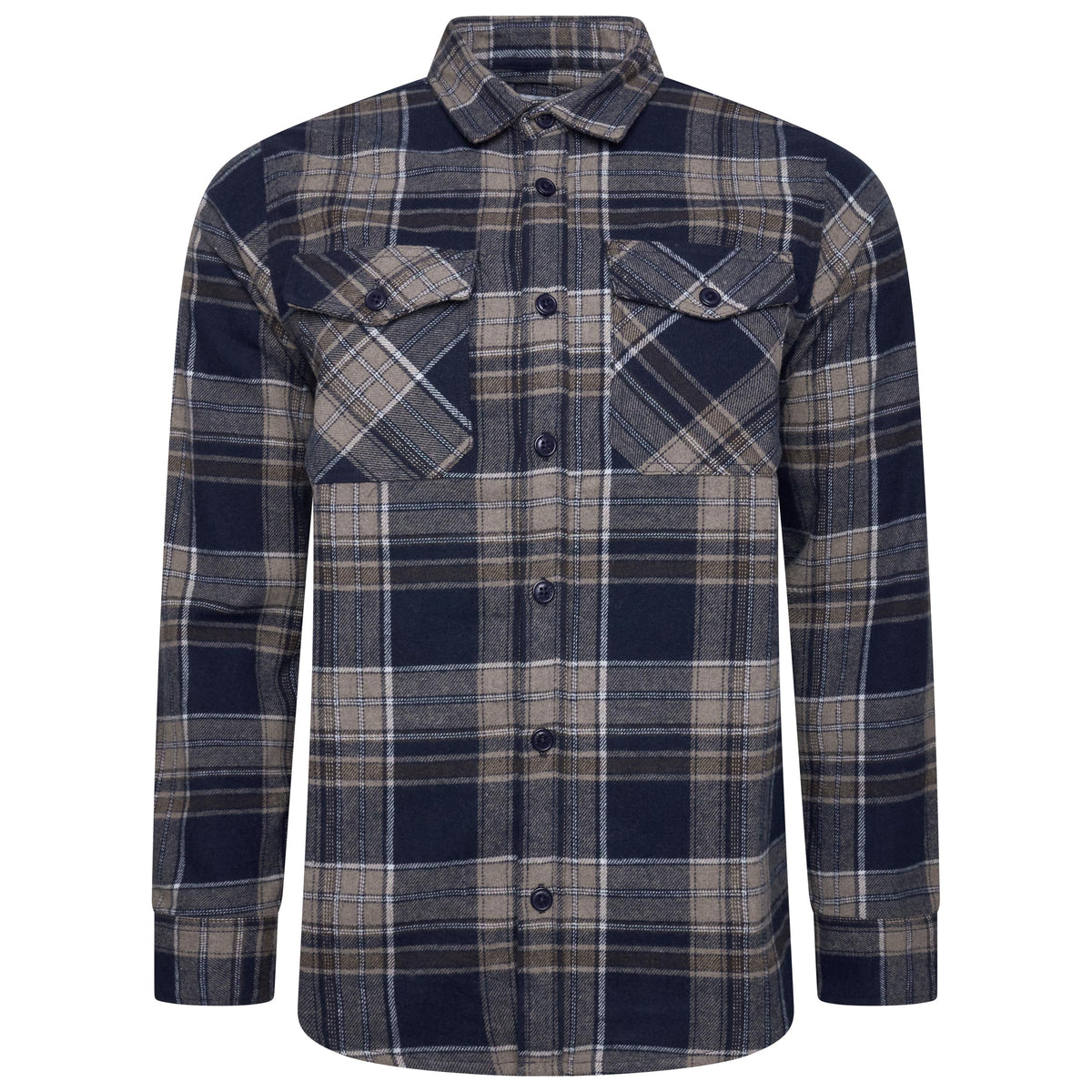 Ex-Chain Store Men's Brushed Cotton Check Overshirt | Long Sleeve Regular Fit | S-2XL