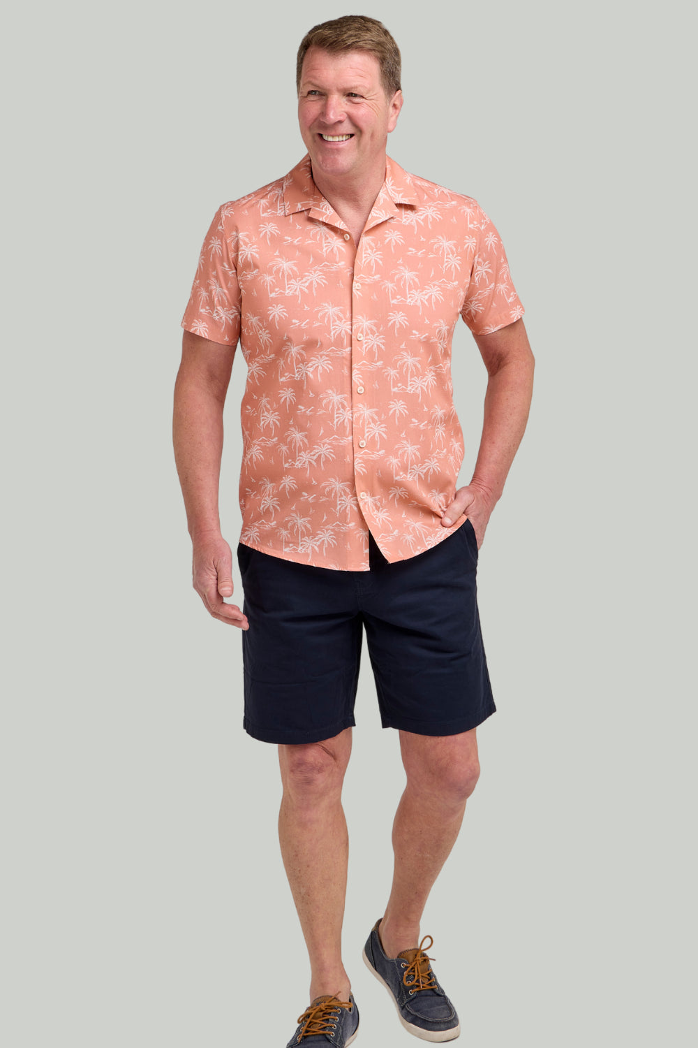 Double TWO Palm Tree Print Short Sleeve Shirt For Men in 2 Colours, M-5XL