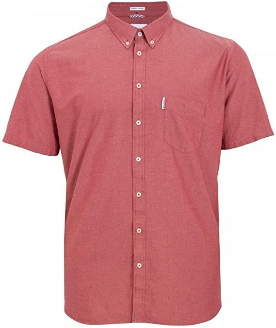 Ben Sherman Mens Big Size Short Sleeve Organic Cotton Oxford Shirt (65095) 2XL-5XL, 4 Colours