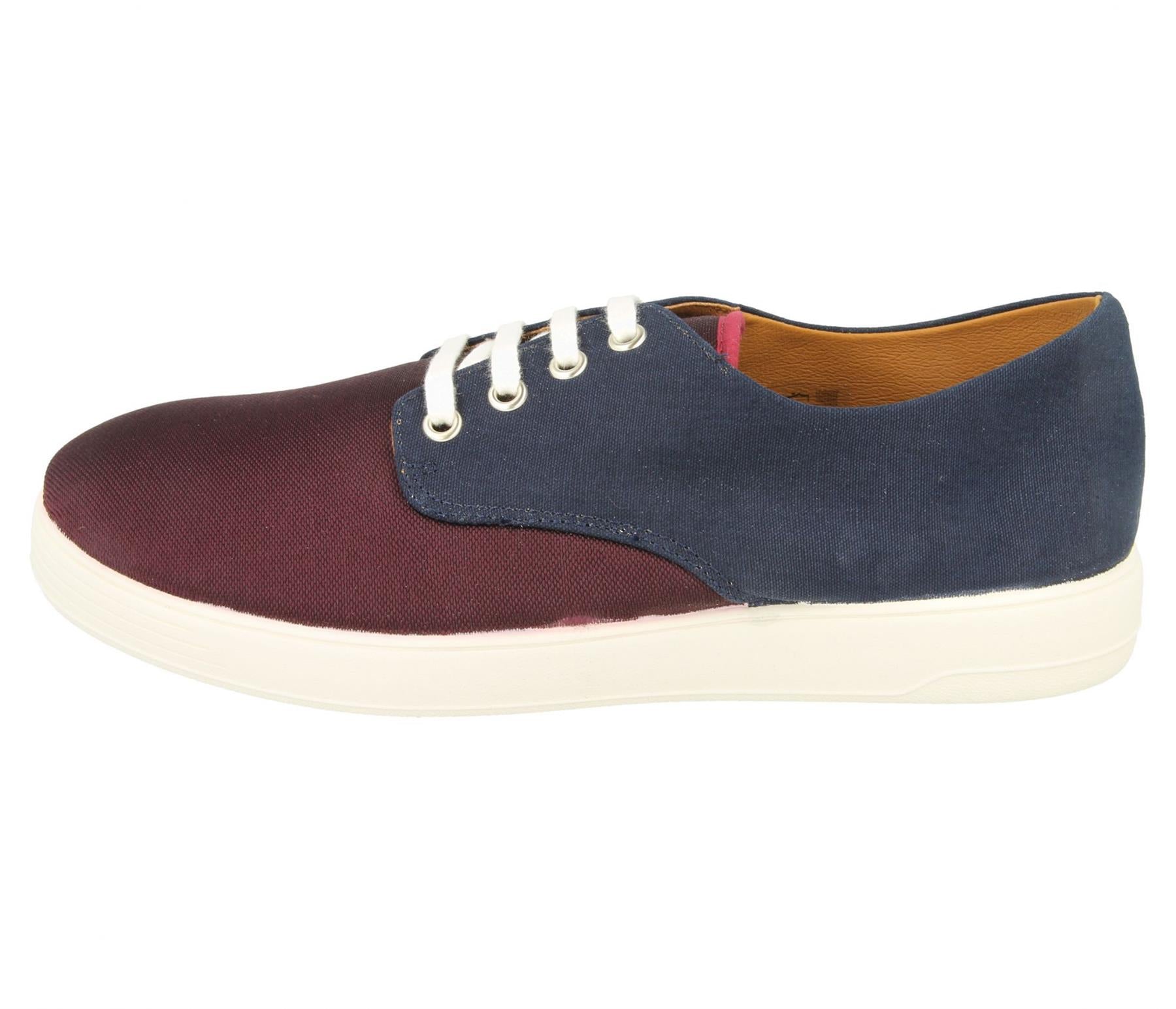 Mens Easy B Extra Wide Fit (2V) Sporty Canvas Canvas Shoes (Declan) in Navy/Bordeaux