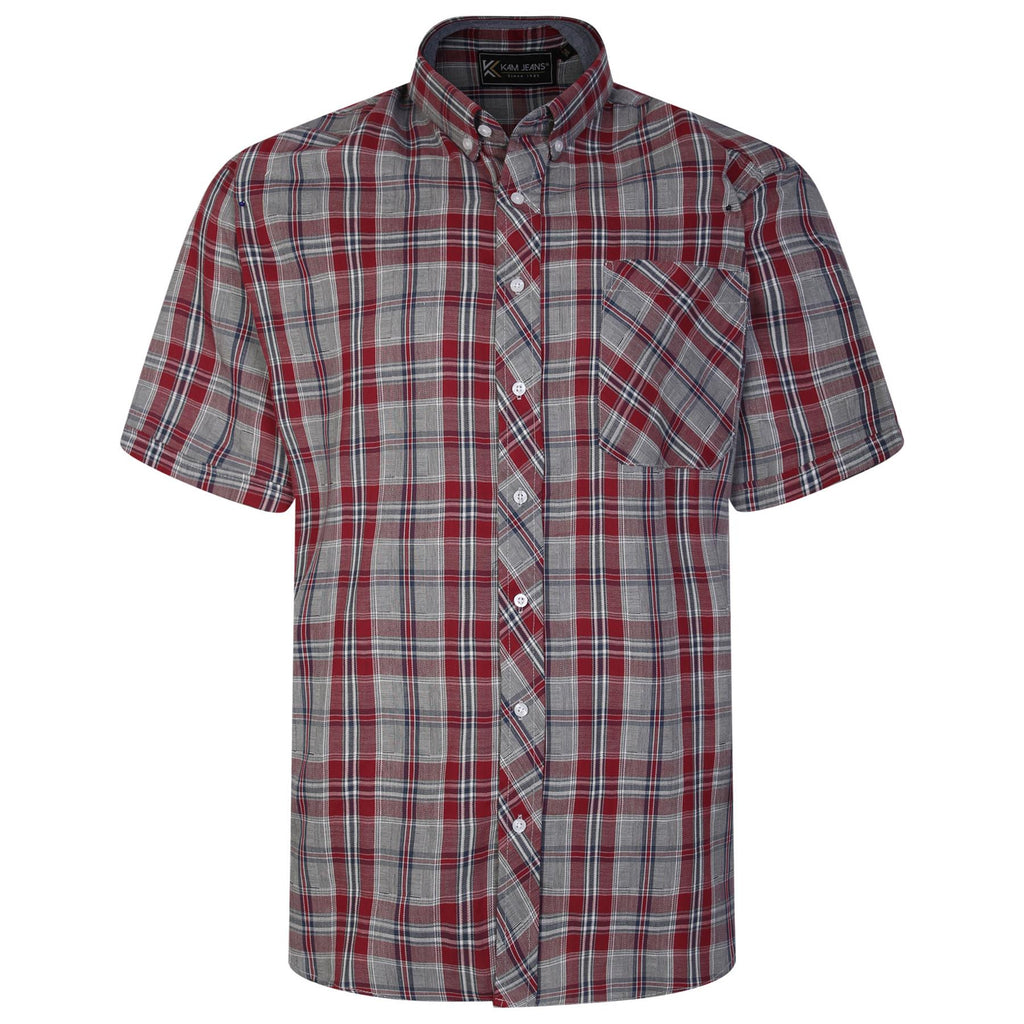 Kam Men's Casual Short Sleeve Check Shirt 2XL to 8XL