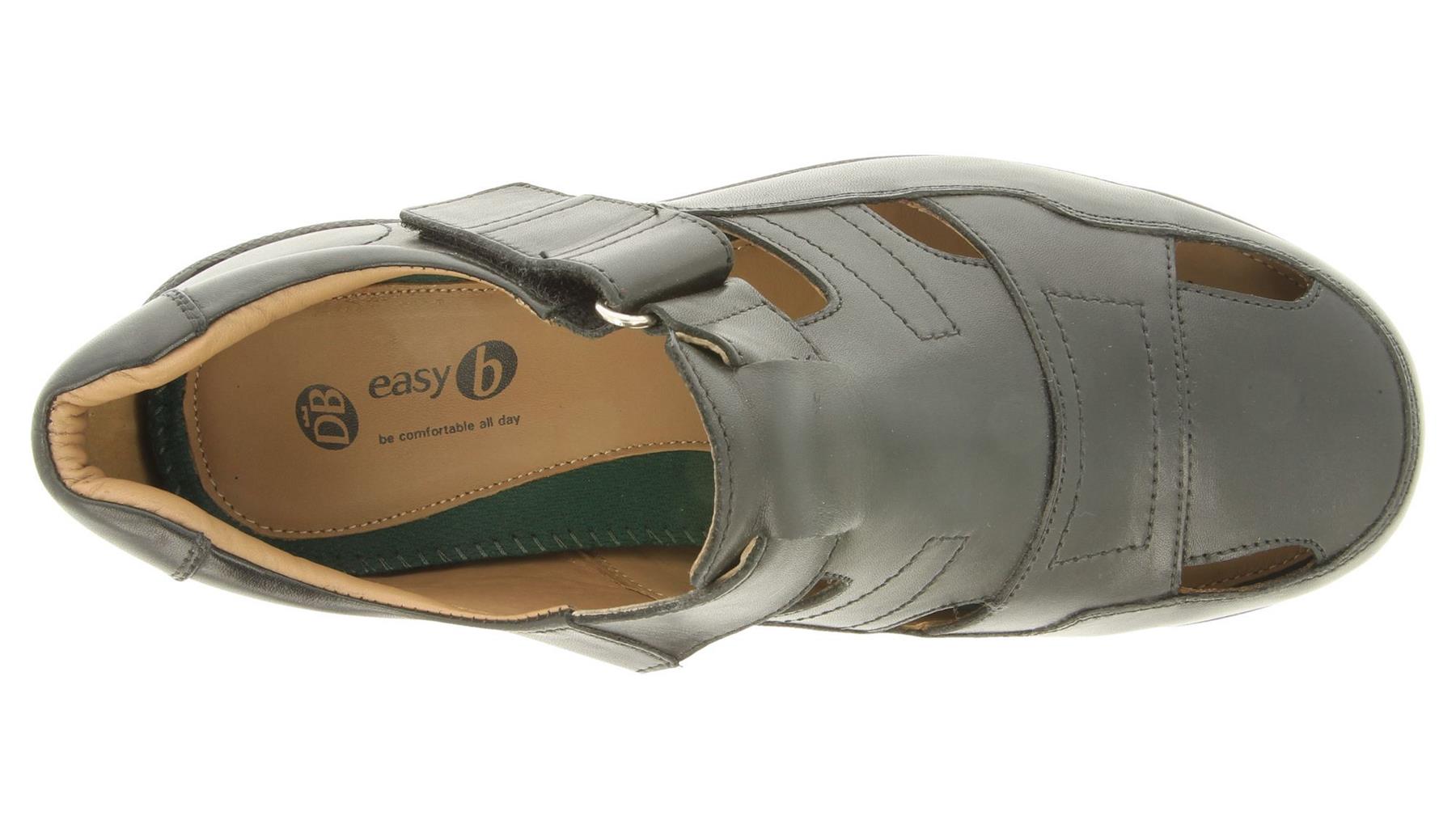 DB Shoes (80223A) Men's BARNEY Classic Touch Fastening Strap Sandal 6V Fit in Black 9 to 14