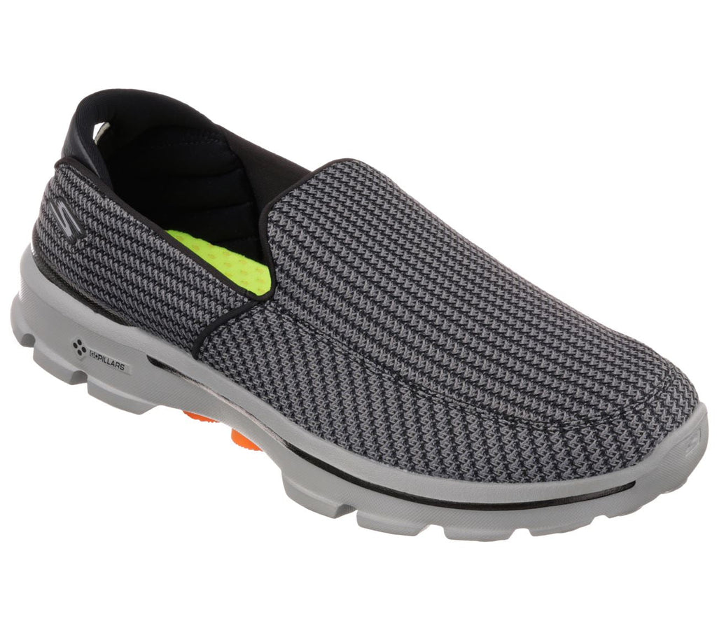 SKECHERS Men's Gowalk3 Athletic Walking/Running Trainers in Charcoal/Orange, Size UK6 to UK13