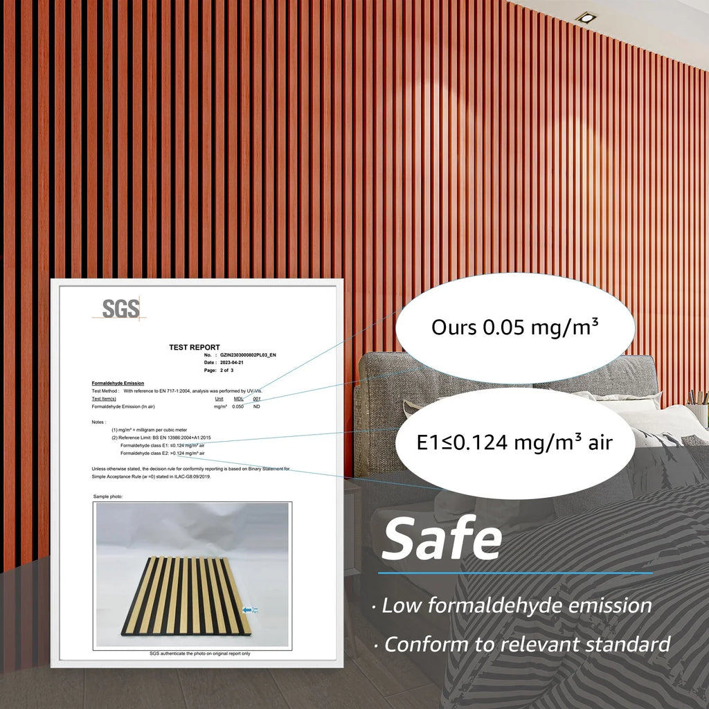 Acoustic Wood Slatted Wall Panels 2 Pack 60x120cm 3D Effect Cherry Finish Art3d