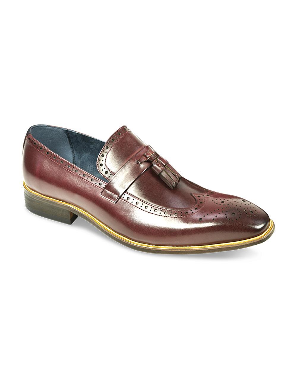 AZOR Mens Semi - Square Tuscany Slip On Shoes Burgundy UK 7 to UK 12