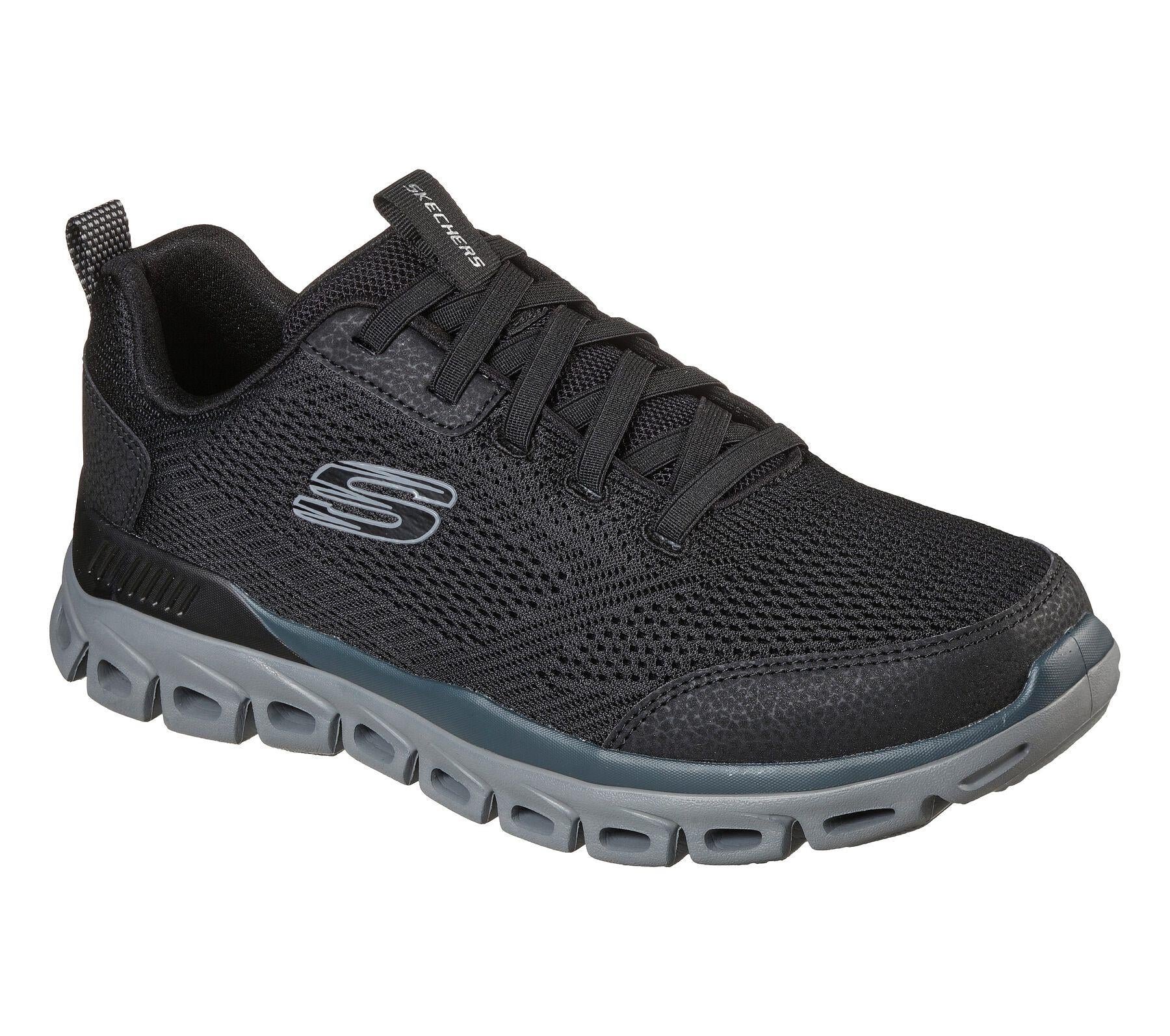 Skechers Men's Glide-Step Sneaker Shoes in Black/Grey in UK 6 to UK 13