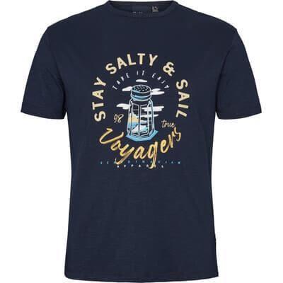 North 56*4 Men's Plus Size Premium Cotton Stay Salty Short Sleeve Tee Shirt (21123B) in Navy EUXXL-EU8XL