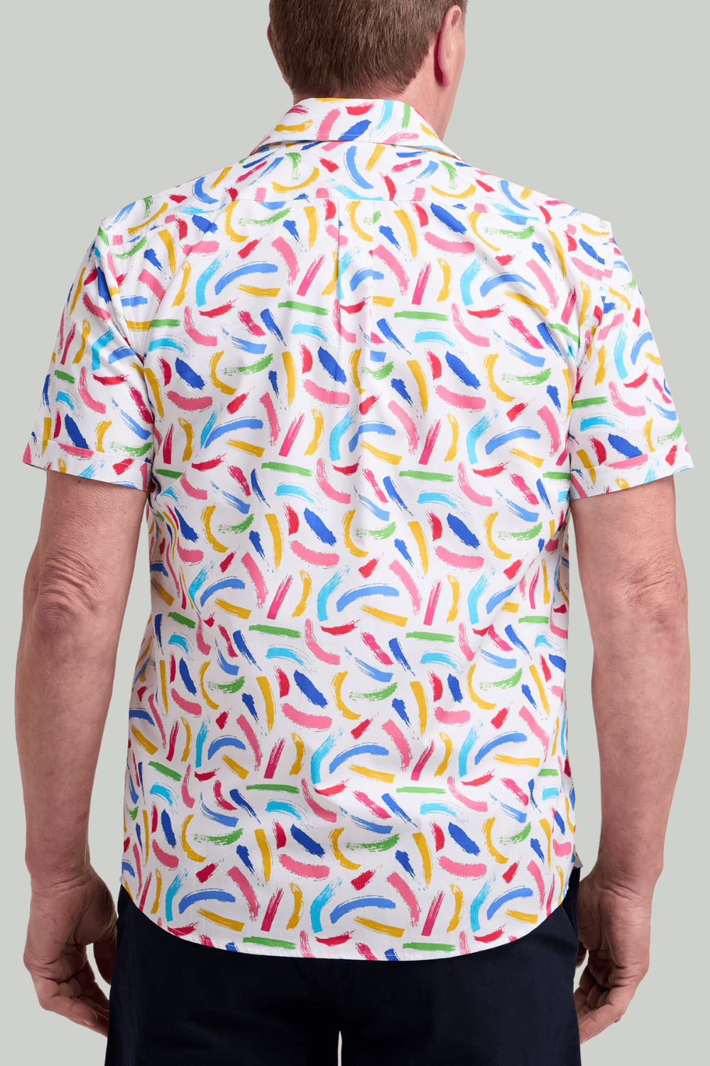 Double TWO Candy Brush Stroke Print Short Sleeve Shirt For Men in Multi, M-5XL