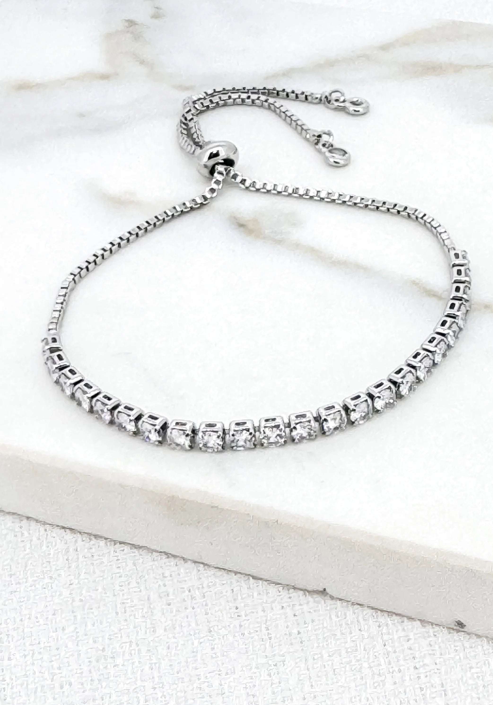 Adjustable Silver Tennis Bracelet