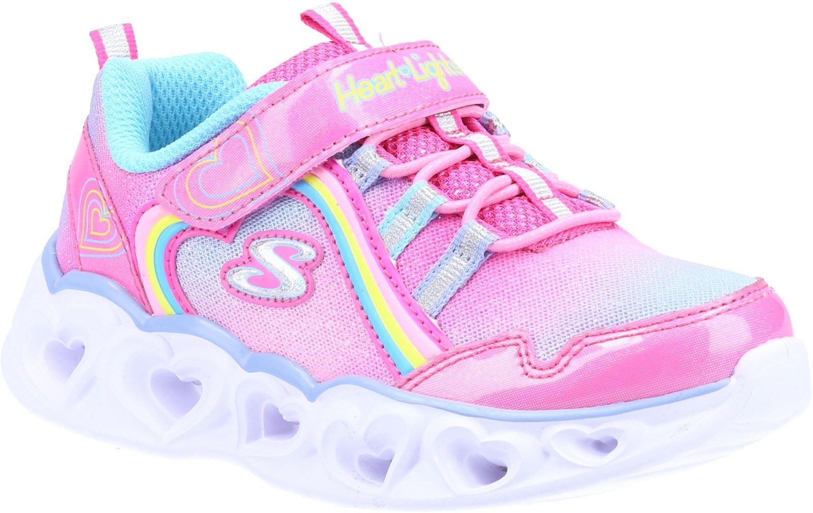 Skechers Heart Lights Rainbow Lux Sports Shoes Childrens Sports in Pink/Mulitcoloured