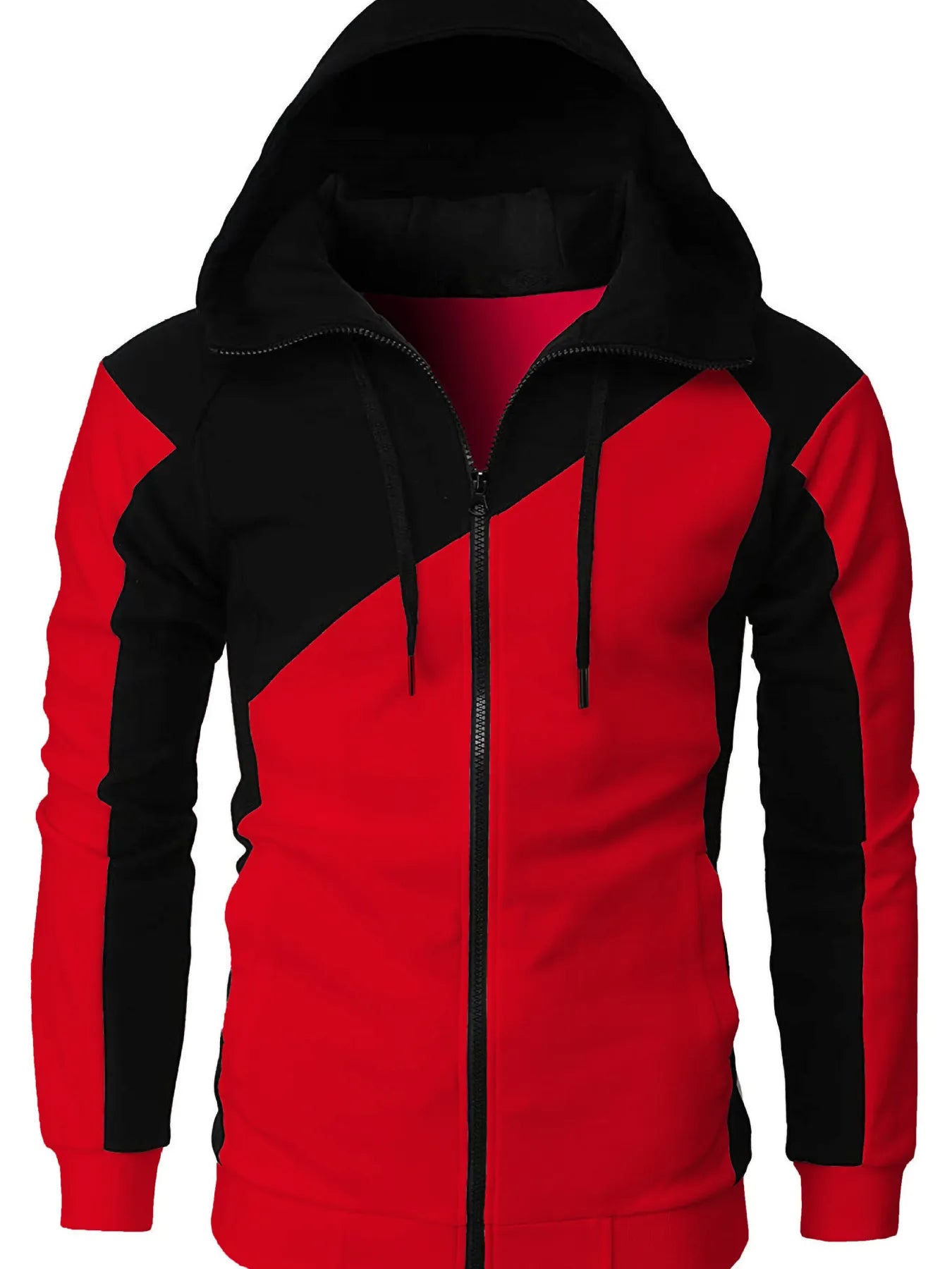 Men's Color Block Zip-Up Hoodie