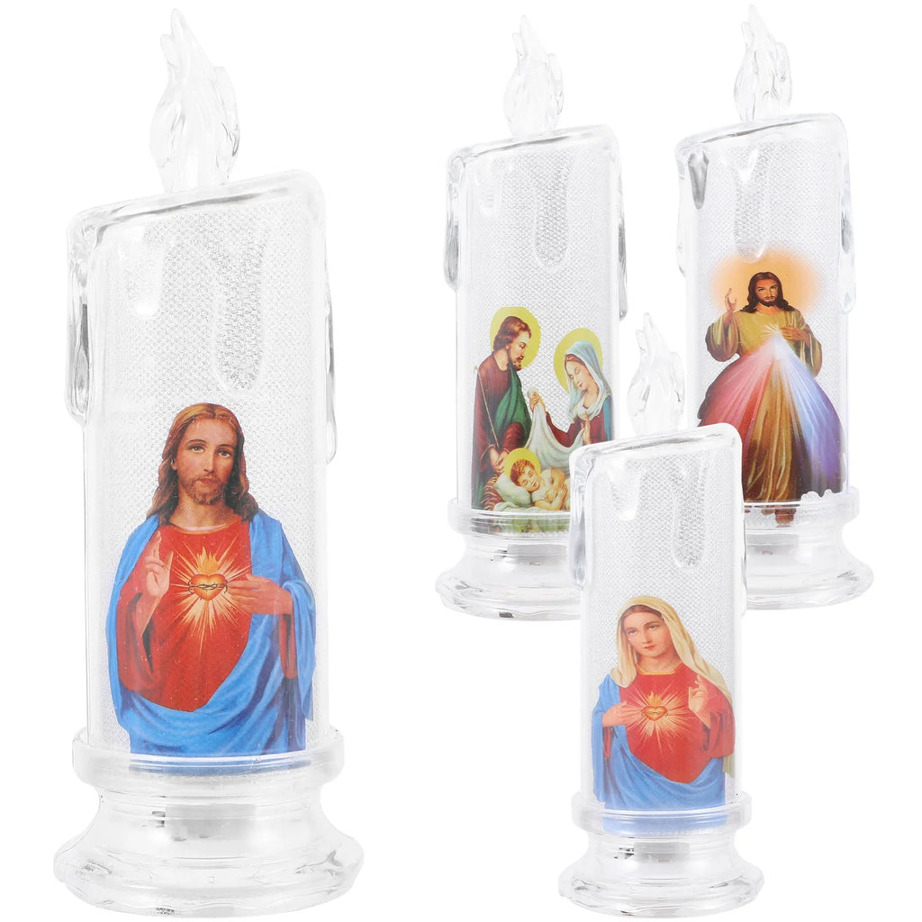 4 Pcs LED Jesus Lanterns for Holy Night