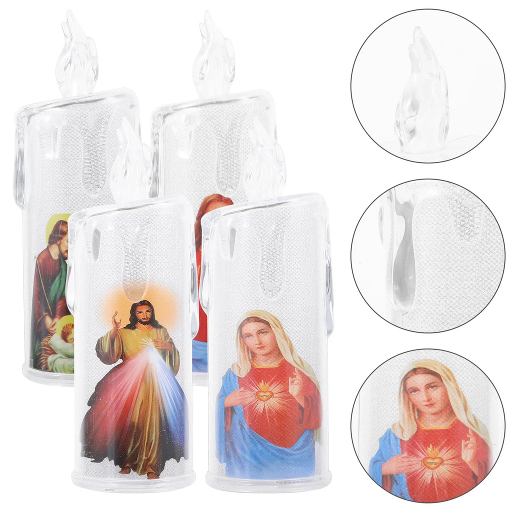 4 Pcs LED Jesus Lanterns for Holy Night