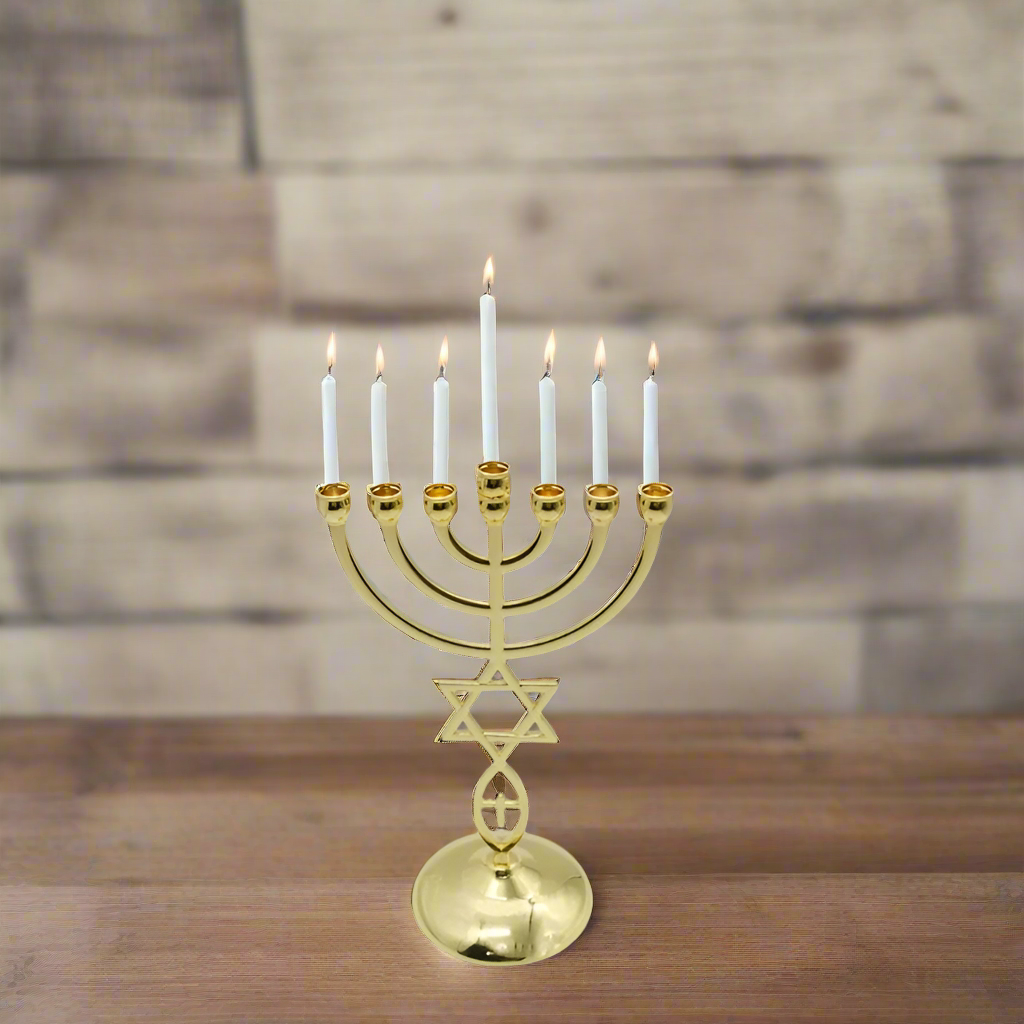 7-Branch Sacred Hanukkah Menorah - Jerusalem Design