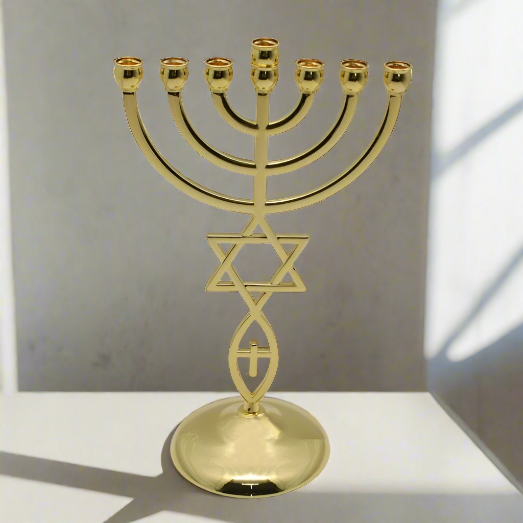 7-Branch Sacred Hanukkah Menorah - Jerusalem Design