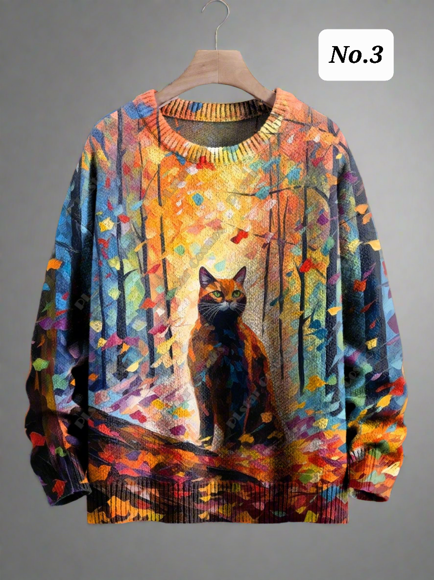 Stylish Cats & Dogs Animals Sweater  SELECTION (Includes Plus Sizes)