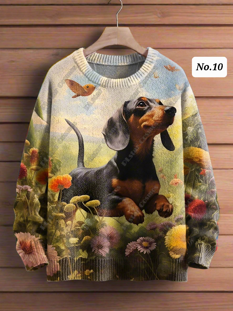 Stylish Cats & Dogs Animals Sweater  SELECTION (Includes Plus Sizes)