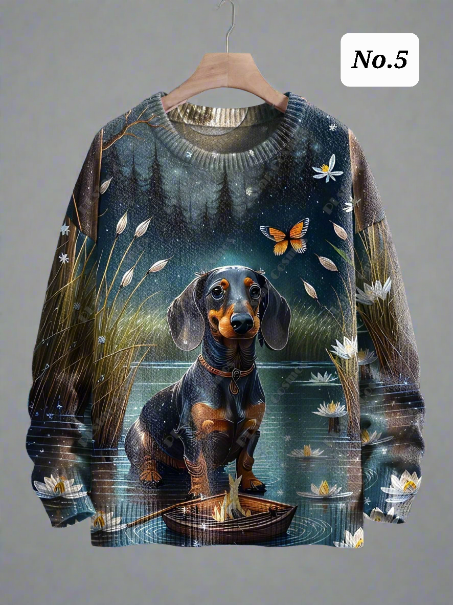 Stylish Cats & Dogs Animals Sweater  SELECTION (Includes Plus Sizes)